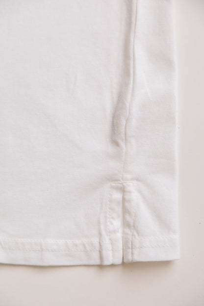 Close-up of a white organic cotton t-shirt fabric