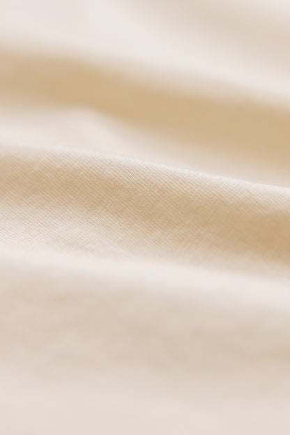 close up shot of natural color organic cotton t-shirt