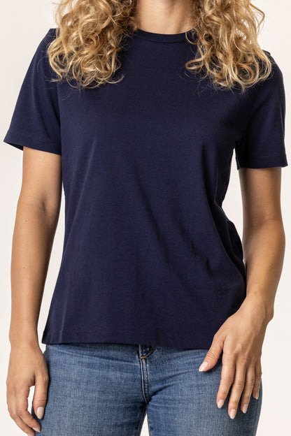 close up shot of navy blue tshirt