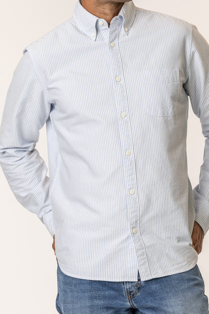 white and blue oxford shirt